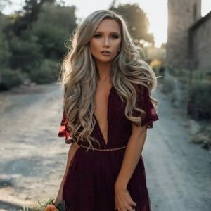 Maroon lace romper maxi size L